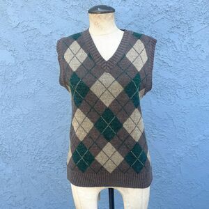 Vintage Argyle Sweater Vest in Small Preppy Academia Unisex